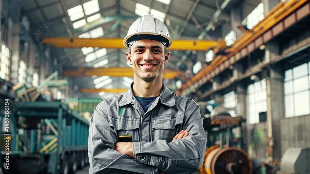 Professional engineer worker wearing uniform in a factory. Professional engineer worker wearing uniform in a factory.