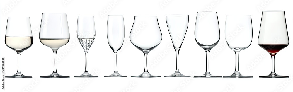 Assorted wine glasses of various shapes and sizes Assorted wine glasses of various shapes and sizes