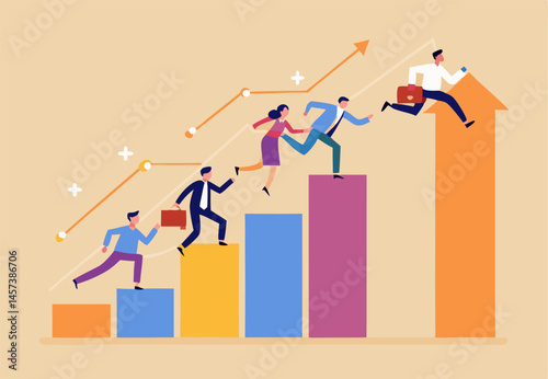 Business Growth: Team Climbing Graph
