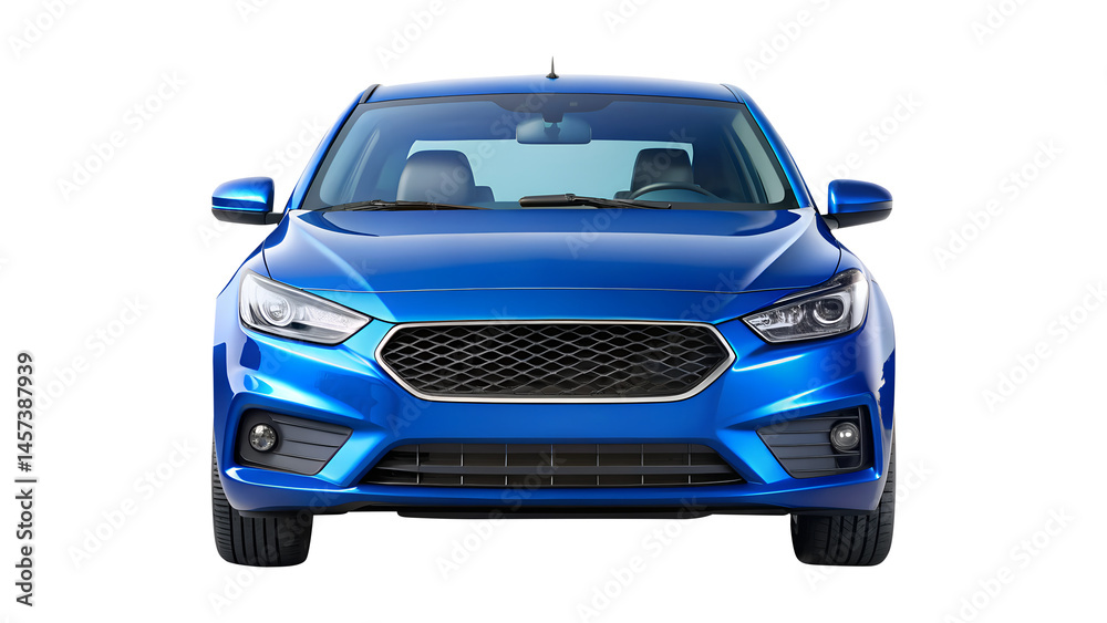 blue car isolated on transparent white background, clipping path
