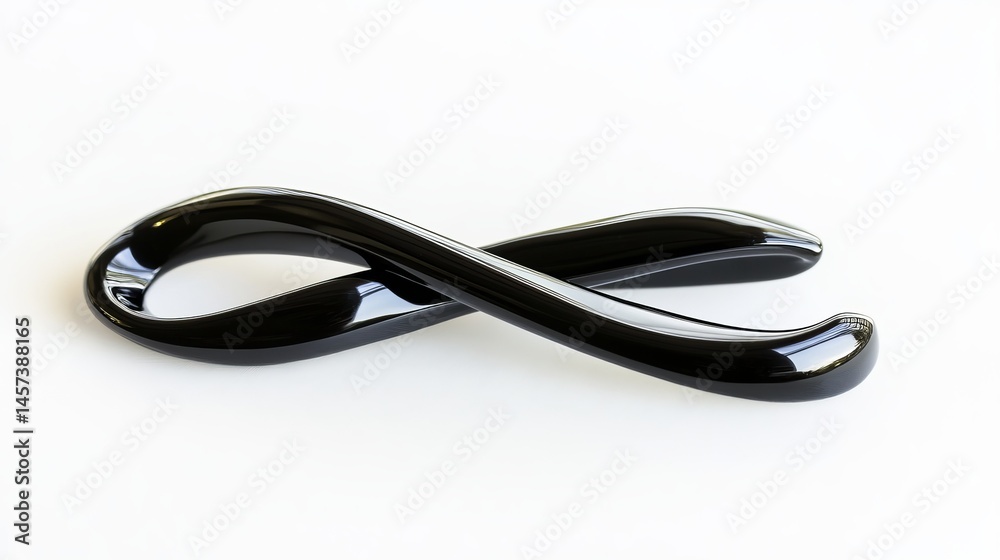 Fototapeta premium Abstract black shiny infinity symbol design modern art 3d dark loop line curve shape twirl image