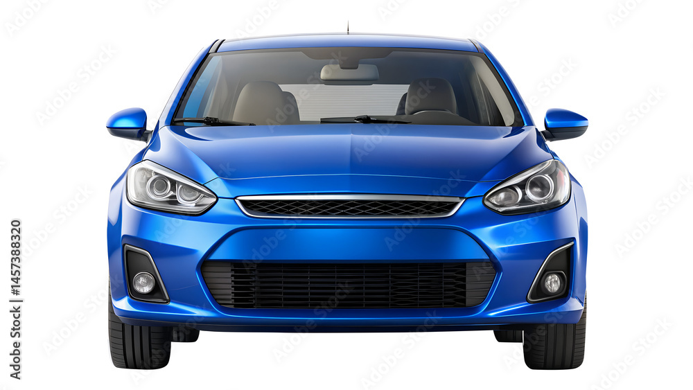 blue car isolated on transparent white background, clipping path