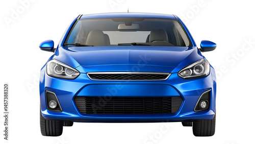 Obraz na płótnie blue car isolated on transparent white background, clipping path w salonie