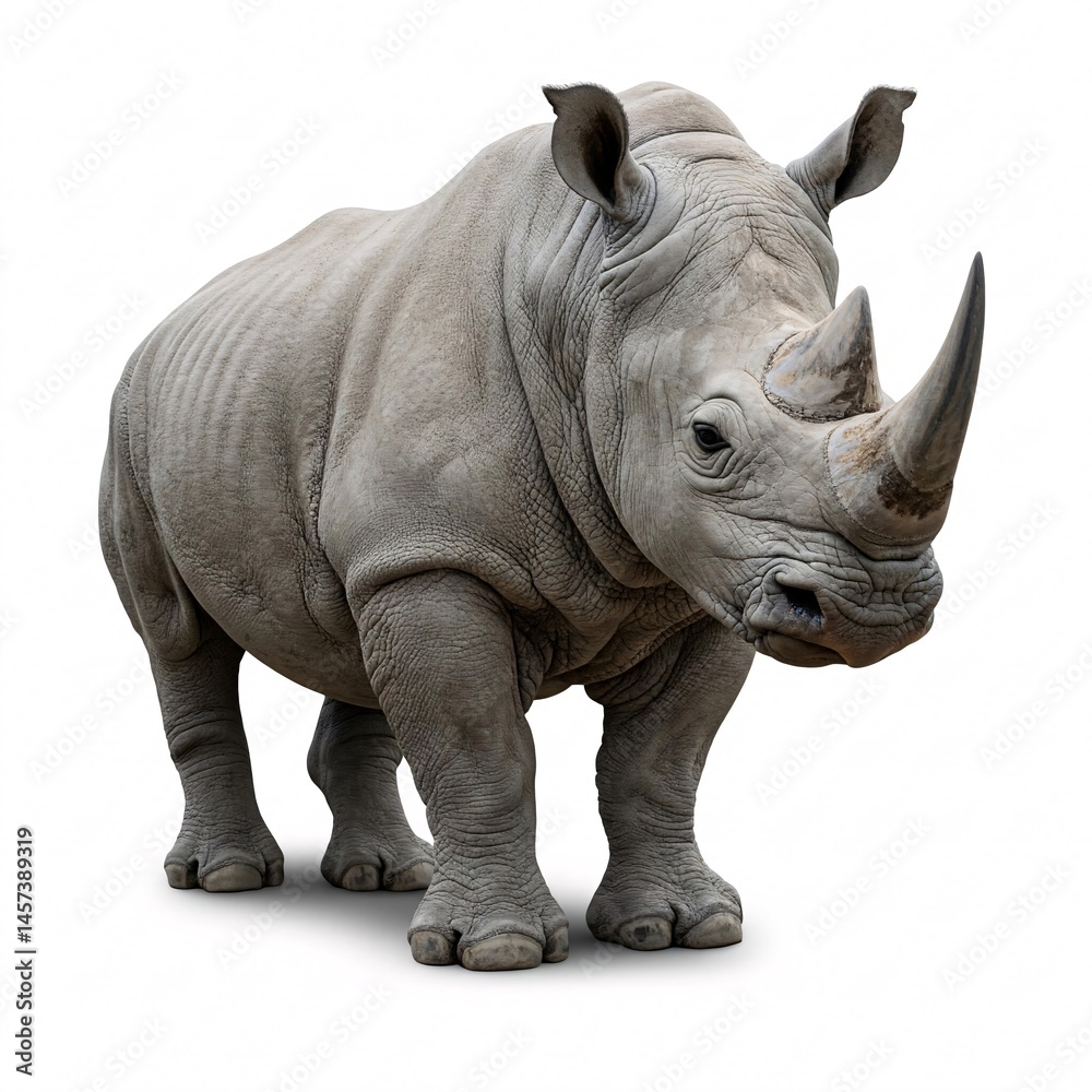 Obraz premium White rhinoceros, isolated on a white