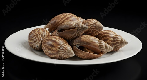 Cooked Spotted Babylon Snail on Plate photo