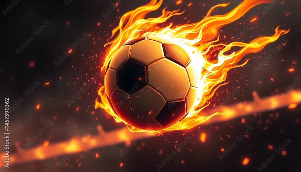 Fototapeta premium soccer ball in fire