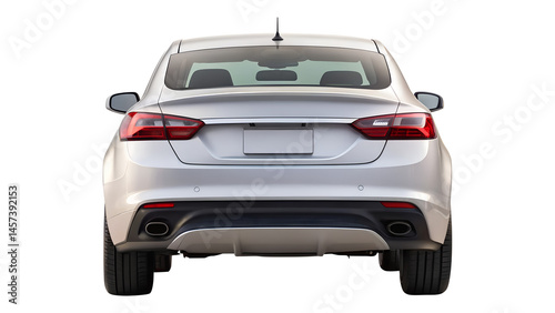 car with back view isolated on transparent white background, clipping path