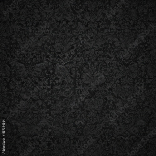 Seamless black gothic wallpaper with ornate floral damask pattern , home, art