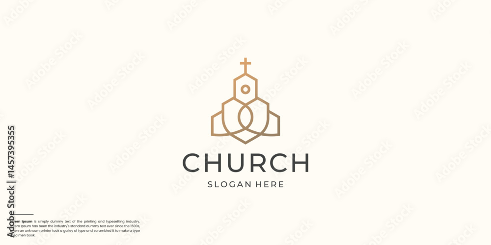 church minimal logo icon designs with gold color branding.
