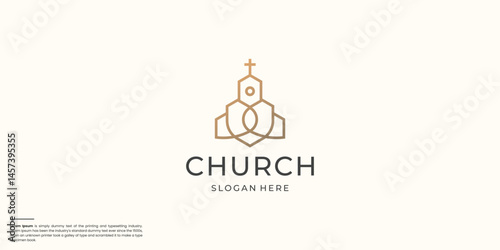 church minimal logo icon designs with gold color branding.