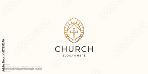 Religious church cross christian luxury logo design.