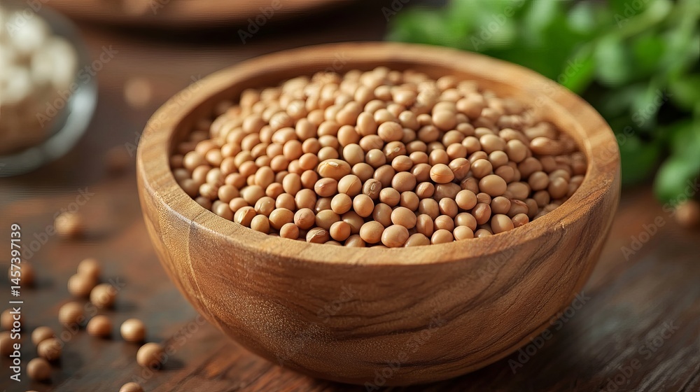 Organic brown soybeans in wooden bowl healthy food ingredient eat diet vegan grain seeds tasty fresh Organic brown soybeans in wooden bowl healthy food ingredient eat diet vegan grain seeds tasty fresh
