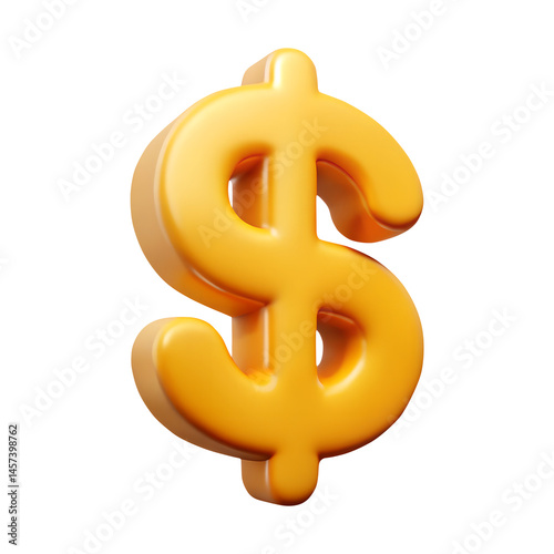 Obraz na płótnie 3d golden dollar sign isolated on transparent white background, clipping path w salonie