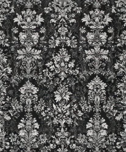 Sophisticated gothic floral damask  Intricate black & white seamless wallpaper texture , gothic, home, floral
