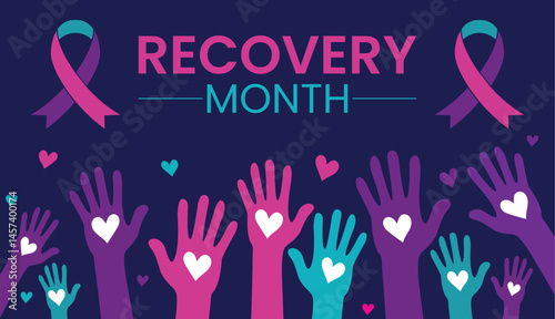 National Recovery Month Vector – Mental Health & Addiction Awareness