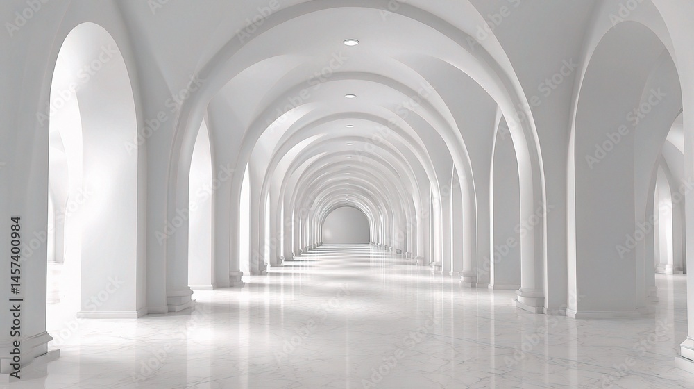 Elegant White Archways Creating Depth in Spacious Architectural Design