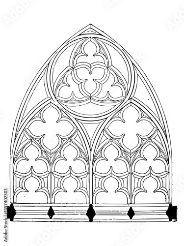 Cross Section of Transept and Nave – Cologne Cathedral – Vector, Transparent Background