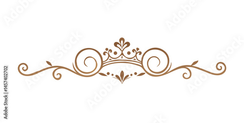 Brown vintage scroll divider with crown centerpiece