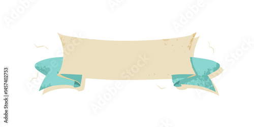 Blank ribbon banner with teal and beige folds
