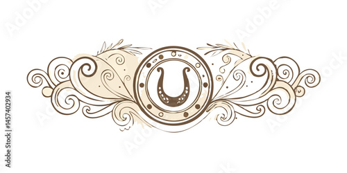 Beige floral horseshoe divider with ornate curls