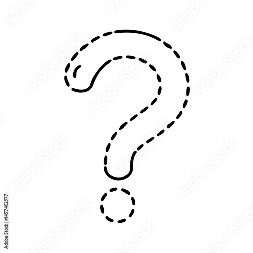Black dashed question mark in flat vector design