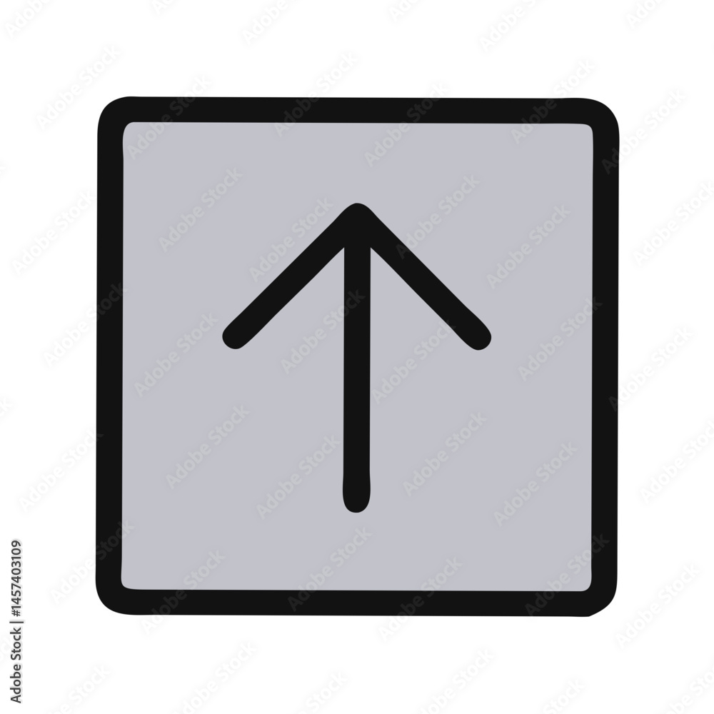 Square up arrow icon on grey background Square up arrow icon on grey background