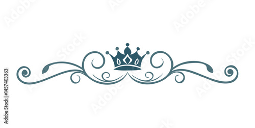 Blue crown divider with curled ornamental scrolls