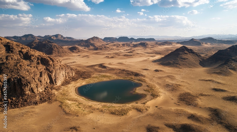 Fototapeta premium Awe-Inspiring Desert Landscape with Hidden Oasis