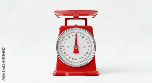 Red kitchen scale on white background