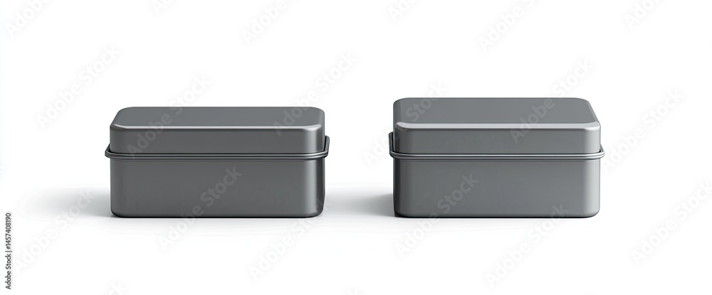 Two gray rectangular metal tins Two gray rectangular metal tins