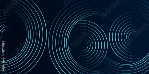 Blue abstract background with glowing circles. Swirl circular lines pattern. Geometric spiral. Twirl element. Modern graphic design. Futuristic technology concept. Vector Eps10