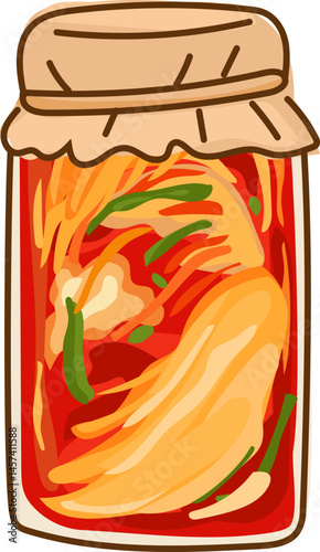Chili Jar - Hand-drawn preserved food illustration in colorful jars, perfect for kitchen design and organic product themes
