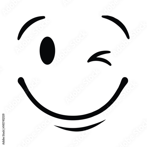 winking smiley face line drawing icon
