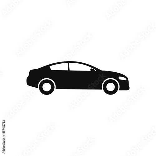 sleek black sedan car side profile icon