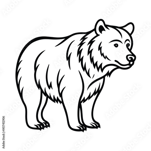 a black line art grizzly bear vector art silhouette