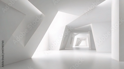 Abstract Minimalist White Space with Geometric Shapes and Light
