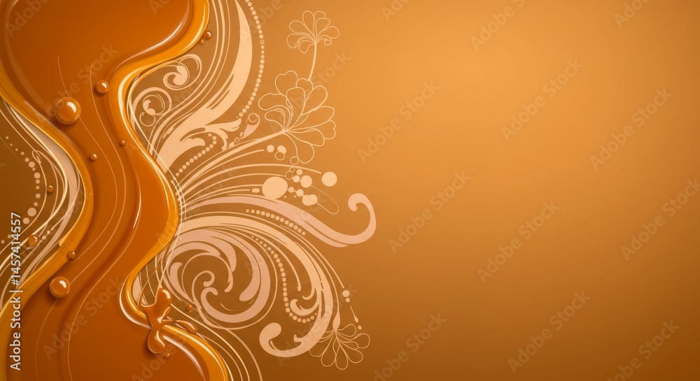 Elegant abstract background with flowing shapes and floral elements