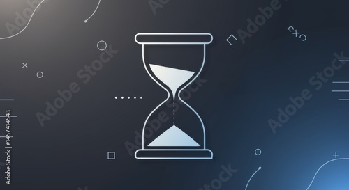 Obraz na płótnie Minimalist hourglass illustration on a dark background with geometric shapes w salonie
