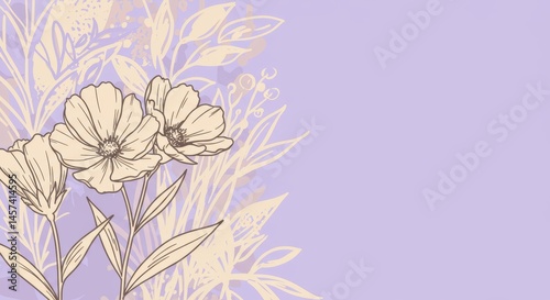 Obraz na płótnie Elegant floral design with soft purple background and intricate outlines w salonie