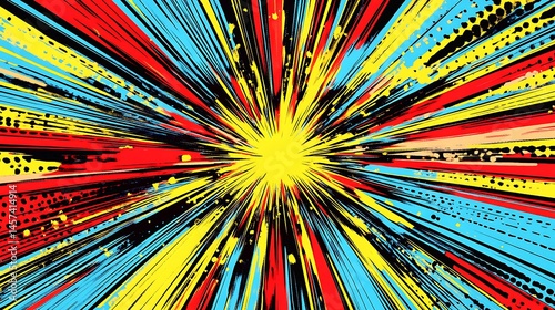 Halftone Dot Explosion: Dynamic Energy Background Design. Perfect for vibrant, modern projects and  