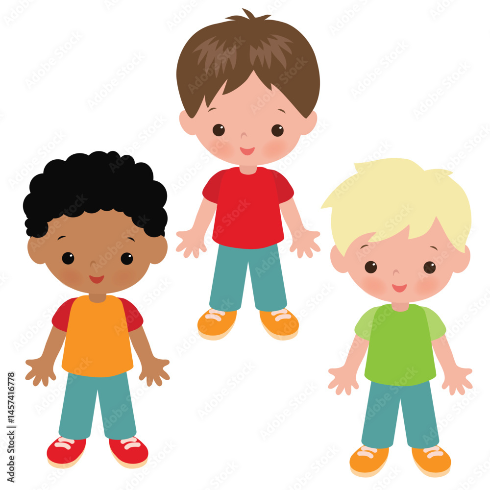 Cute little boys vector cartoon illustration Cute little boys vector cartoon illustration