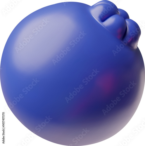 Fresh blueberry 3D cartoon plastic style vector icon, one blue berry, juicy natural fruit, healthy food, natural flavor