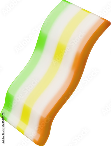 Wavy stripe chewy jelly gummy 3D vector icon, cartoon sweet candy dessert, volume bright tape marmalade confectionery
