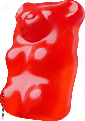 3D vector illustration of bear shaped gummy jelly candy.