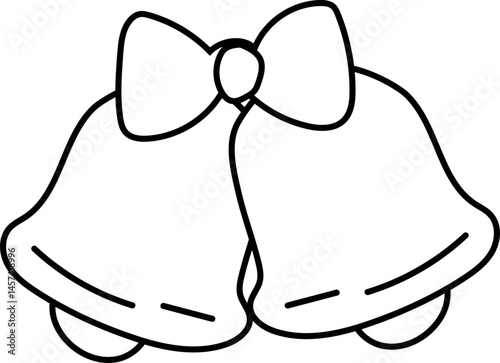 Jingle Bells - Christmas line art icon in black and white, perfect for festive designs, greeting cards and seasonal decorations
