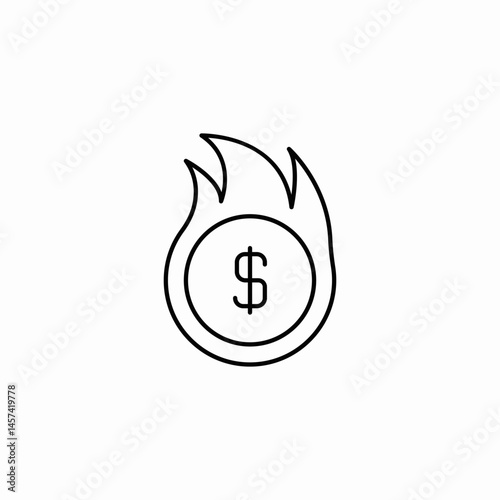 dollar sign fire hot deal icon sign vector