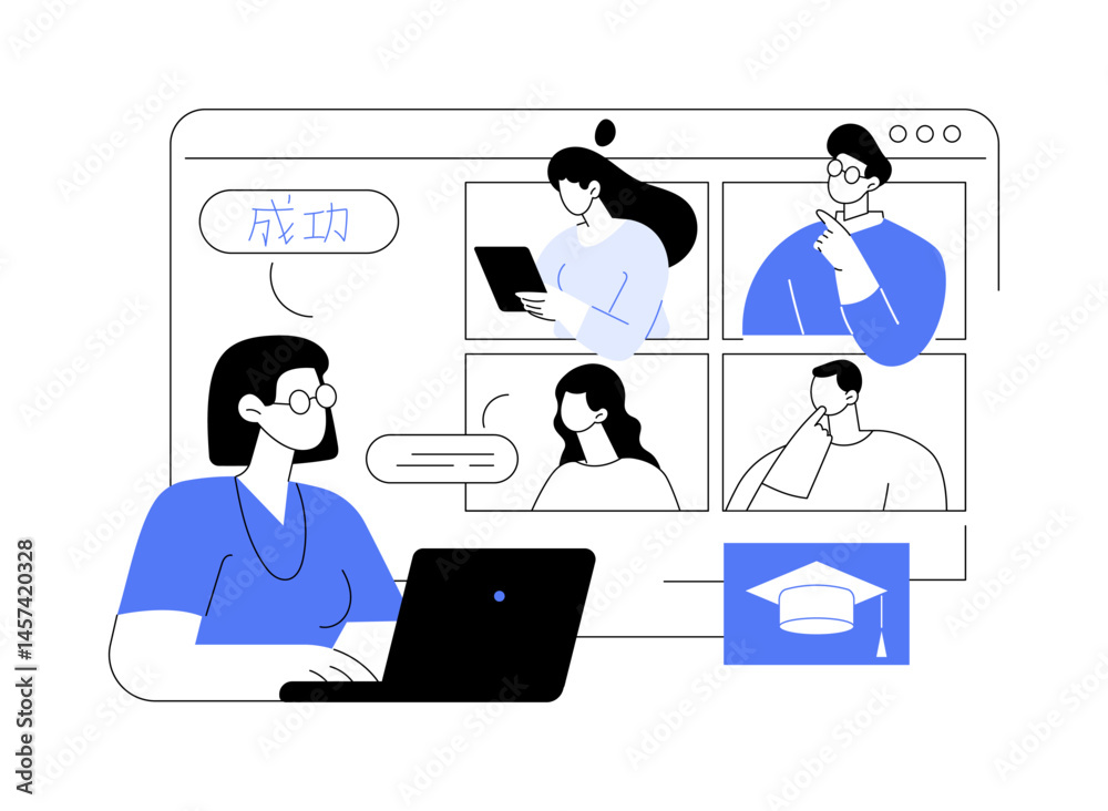Language lessons isolated cartoon vector illustrations.