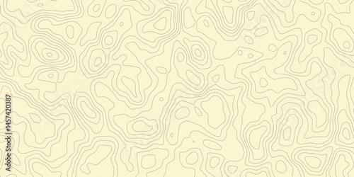 a light yellow topographic map pattern with contour  wave lines creating a seamless and textured map wallpaper background design.