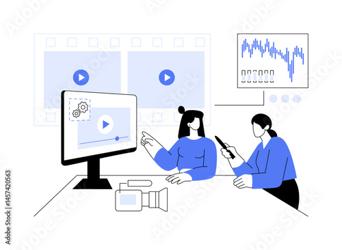 Add post-production isolated cartoon vector illustrations.