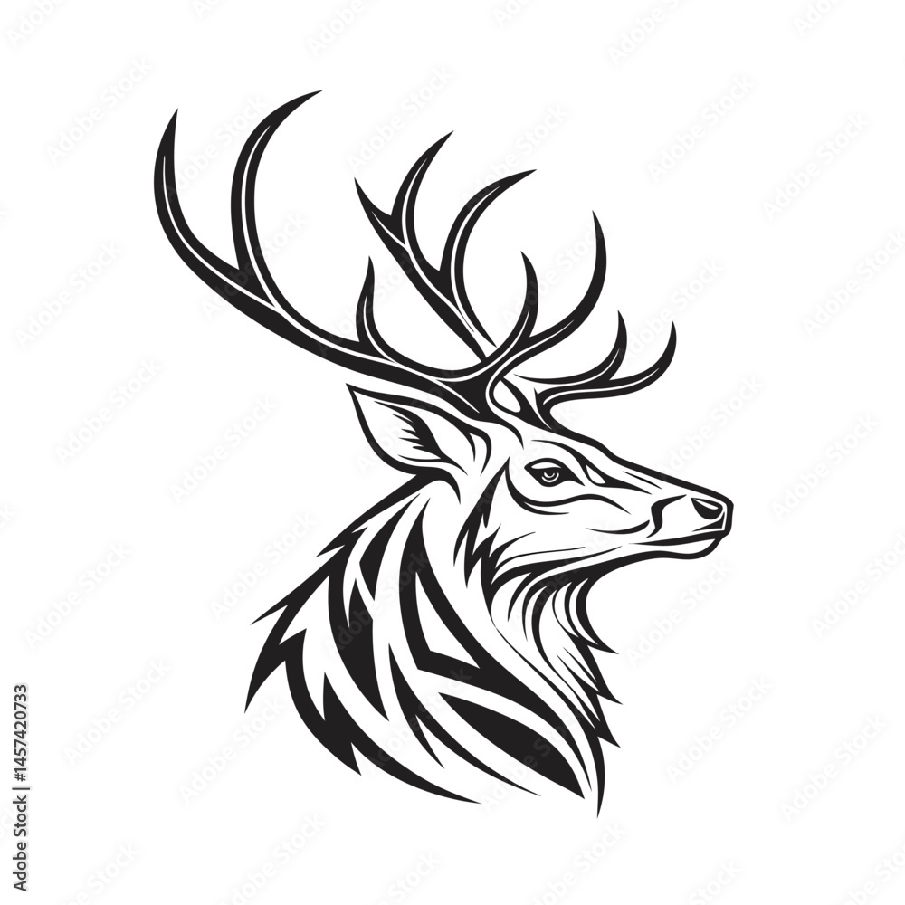 Fototapeta premium deer head icon vector art silhouette